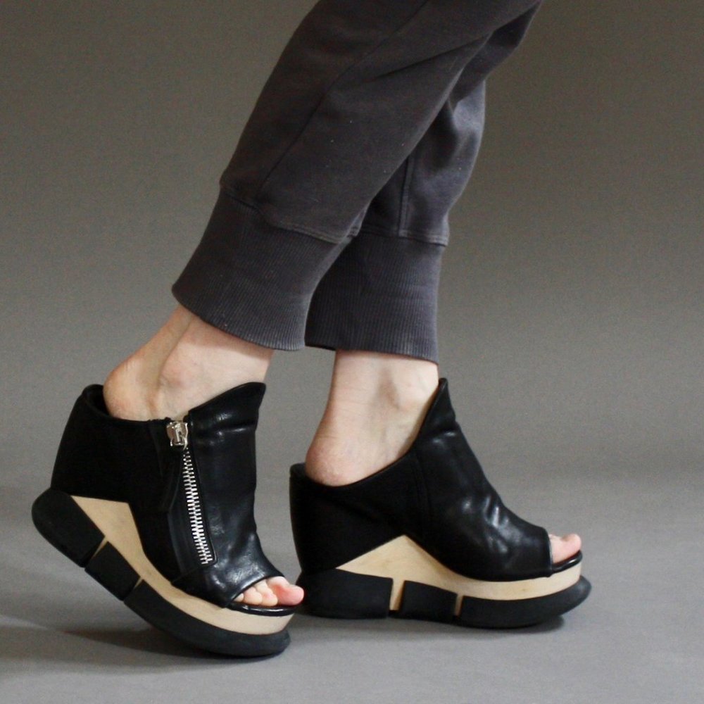 CINZIA ARAIA goth zipper wooden wedge sandals - Picture 2 of 8